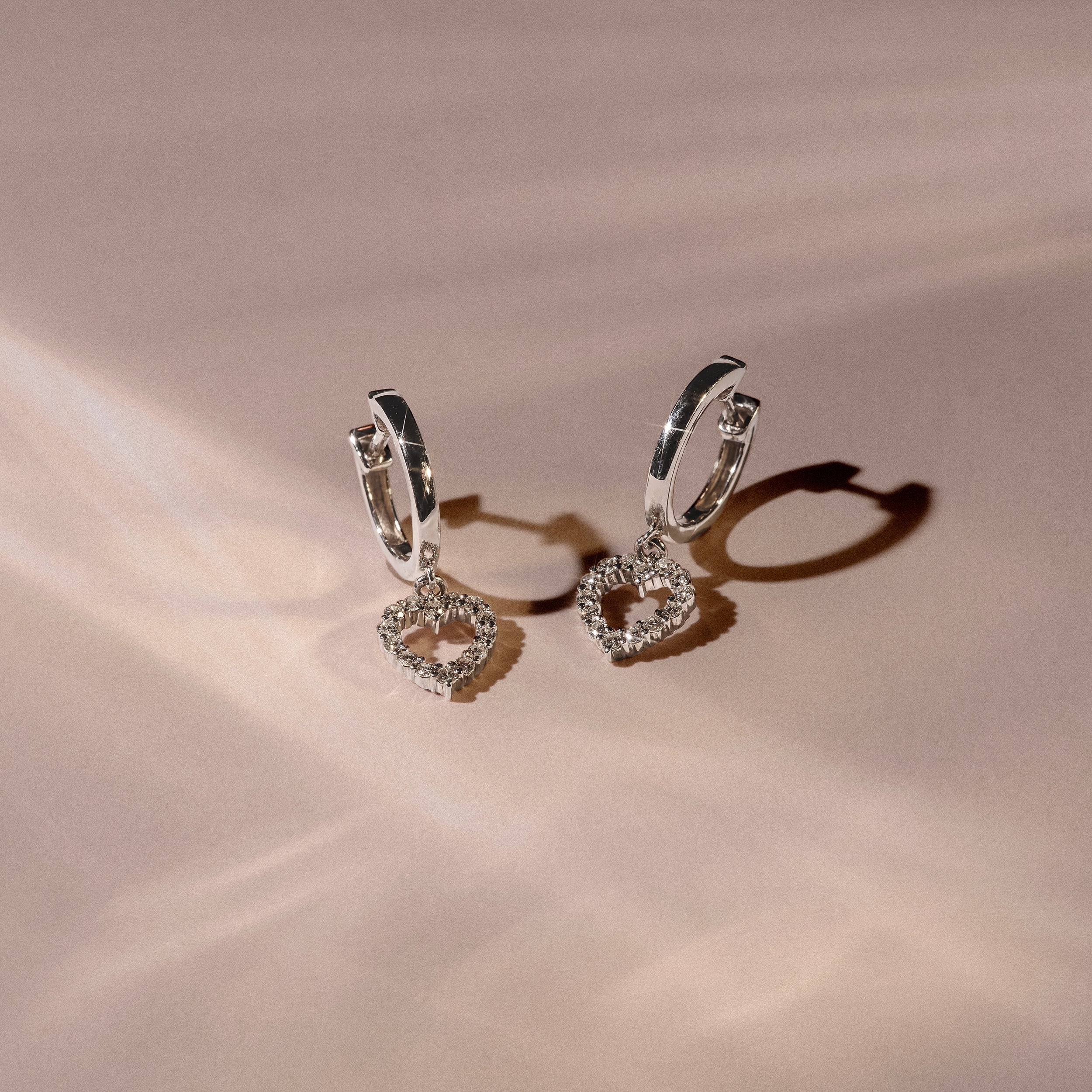 Heart Drop Huggie Lab Diamond Earrings 0.31ct in 925 Silver